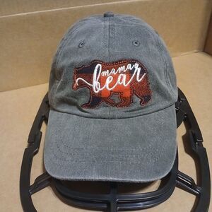 Mama Bear Baseball Hat Adams Gray Red Black White Adjustable